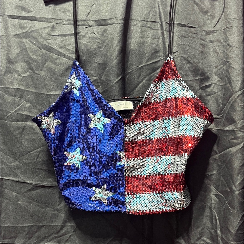 Bear Dance Blue and Red Sequin Camisole